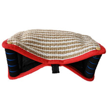 Protective cover for dog training equipment, durable, tearresistant, jute, comfortable handle, dog training jute bite sleeve, red trim