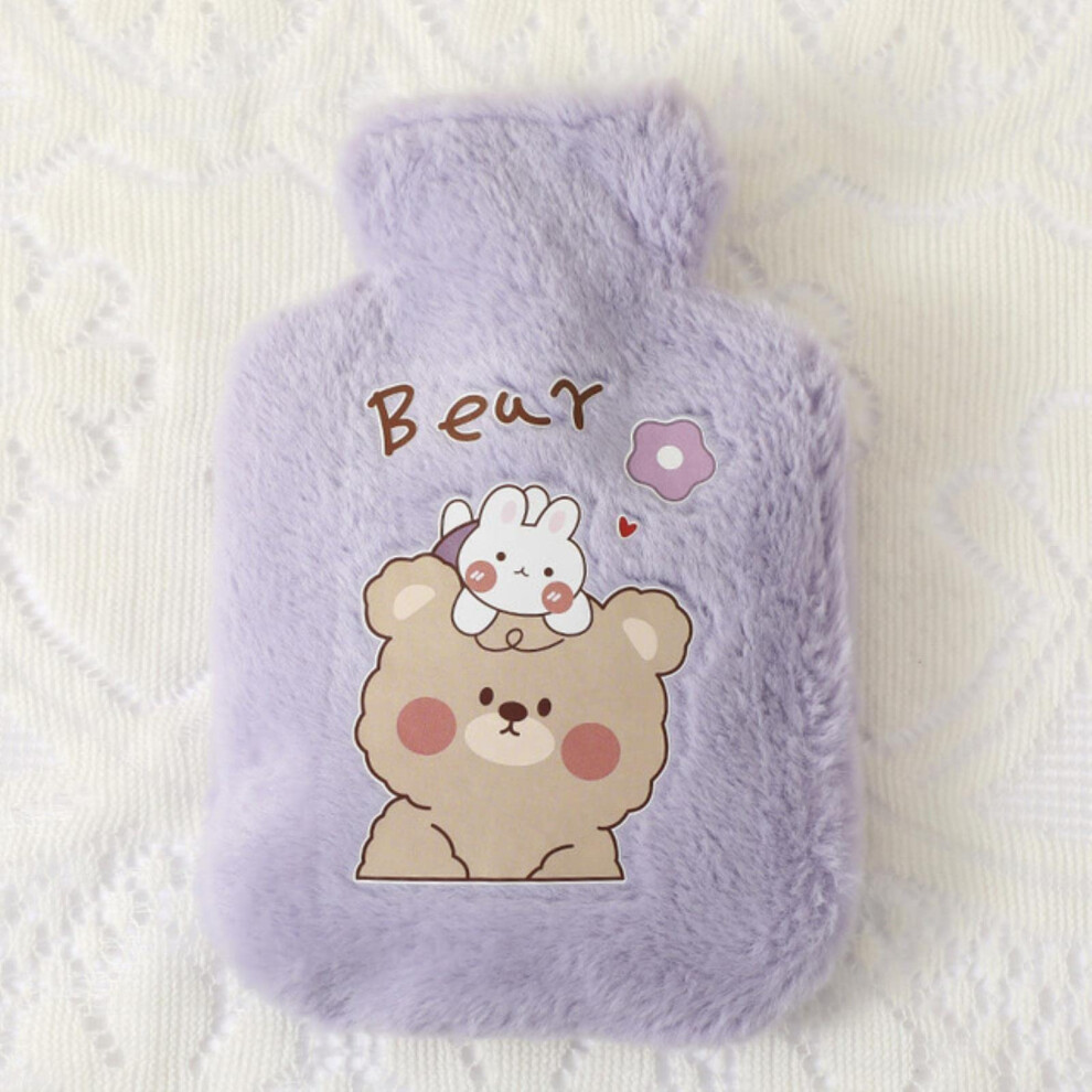 Hot water bottle, cartoon, cute shoulder strap, rabbit, plush, water injection, portable heat retention, hand warmer, thickened baby