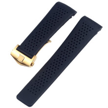 Watch Strap Replacement for Tag Grand Carrera Aquaracer Rubber Silicone Strap Men's Band Watch Accessories Watch Band Black gold buckle 22 mm