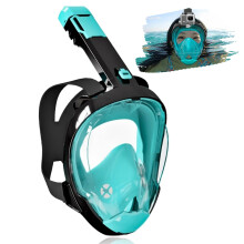 Masque de plongée intégral avec système de ventilation optimisé, respiration par le nez ou la bouche, lentille panoramique à 180, silicone