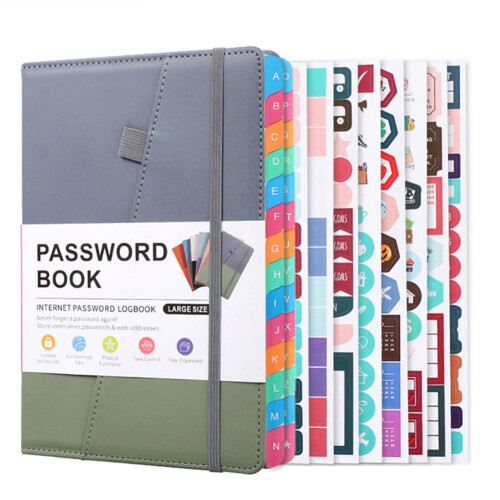 Password Protection Book with Alphabetical Tabs for Seniors, Compact, Durable
