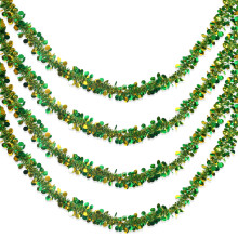 Tinsel Twist Hanging Ornament 4 Pcs Festival Metallic Gold Green For Festival Decoration And Cultural Celebration