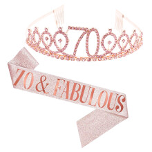 Set corona con tiara di strass, fascia di compleanno per donne con spilla di perle, elegante regalo di compleanno per lei con design scintillante,