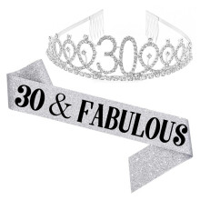 Sraith Crios agus Tiara Breithlá do Mhná, Coróin Crios Breithlá Óir Rós le Ceannbheart Rhinestone, Prop Grianghraf Galánta, Ceannbheart