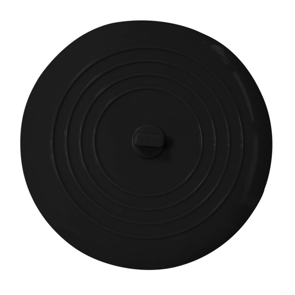 Silicone Bathtub And Kitchen Sink Drain Stopper 5Inch Round Flat Black, Strong Suction, Tight Seal 9339159781487