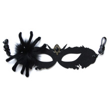 Sexy Maskenball-Augenmaske aus Spitze für Damen, elegantes Party-Accessoire mit verstellbarem Riemen, schwarze Spinnen-Filz-Augenmaske für