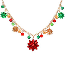 Festligt halsbandsset, jultema Jingle Bell-hänge Rosetthänge halsband, julsmyckeset för kvinnor och flickor, roligt och festligt accessoar