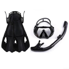 Snorkeling Essentials Mask Beginner Friendly, Dry Snorkel, Performance Fins L/XL Black