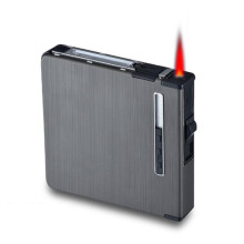2 In 1 Cigarette Case Lighter MultiUse Windproof Flame Adjustable Flame Size Indoor Outdoor Black Fuel Not Included
