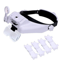 Magnifying Glass with Light, Head Magnifier with 5 Lenses for Electricians, Jewelers, Crafts (1.0X3.5X)