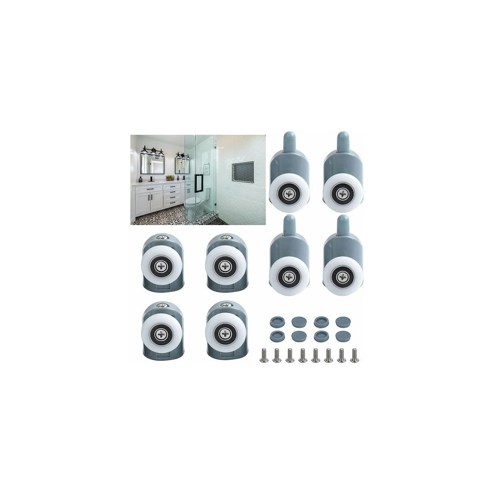 Double Wheels For Shower Door Rollers, Smooth Quiet Sliding Ensured, Wide Use For Shower Enclosures, 8Pcs Set With Strong Load-Bearing Capacity, Ultra 9454554584430