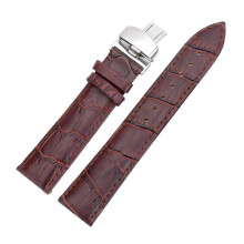 Watch straps, leather, 18/24mm, butterfly pattern, folding clasp (Brown, 24mm)