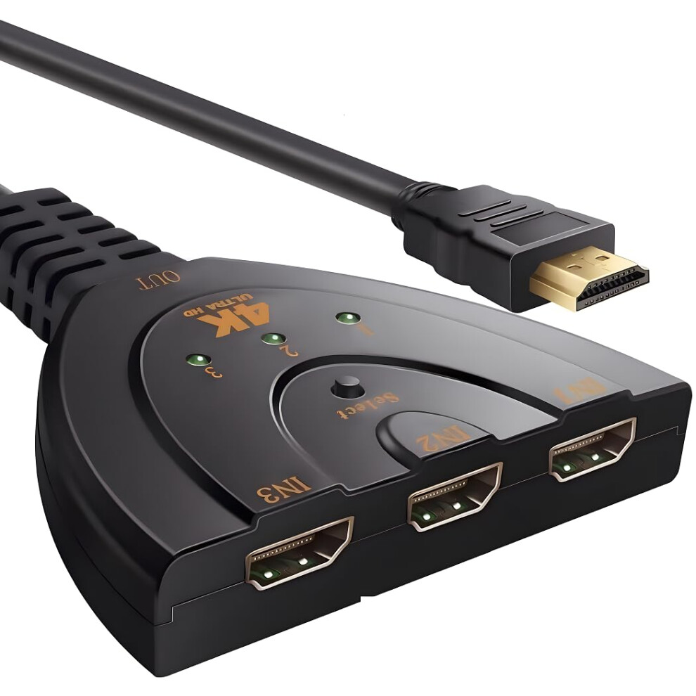 Hdmi Switch, 3Port, 4K X 2K, Hdmi 1.4B Switcher, 3 In 1 Out Hub, Dvd Hdtv Xbox Ps3 Ps4 Compatible 9339159781760