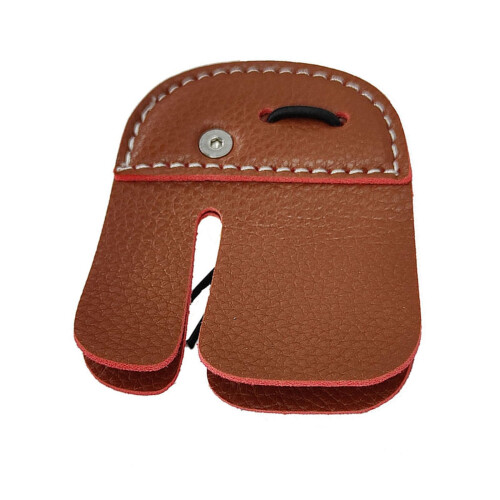 Leather Finger Guard Double Layered Finger Tab Protector Pad For Right Hand Brown