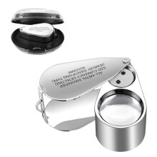 40x Jeweler's Loupe with Light, Foldable LED Magnifier with UV Light, Pocket Magnifying Glass for Detailed Work, Jewelry, Coins, Rocks, Stamps