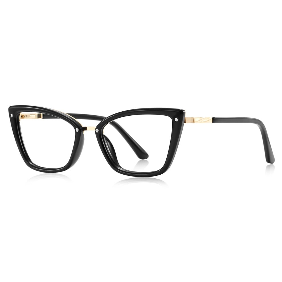 Blue/Light/Black Blocking Lenses Women Tr90 Metal Frame Cat Eye Glasses Computer Glasses With Clear