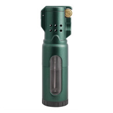 Windproof Flame Trio Lighter Refillable Butane Portable Indoor Outdoor Use Gray