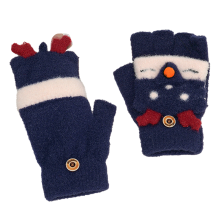 Guantes de punto para niños, manopla convertible de material cálido con diseño de tapa abatible, guantes sin dedos, guantes de medio dedo