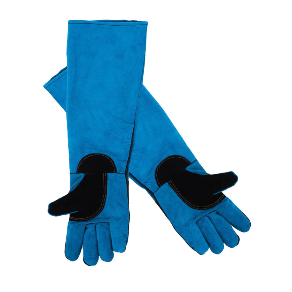 1 Pair Antibite Gloves Long Welding Gloves Wash Gloves For Pets Dog Bath Gloves Cleaning Gloves For Dogs Dog Grooming Glove Skyblue Cowhide Leather 9001264465193