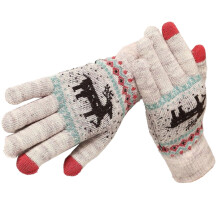 Guantes para pantallas táctiles para uso invernal, guantes de punto de mezcla de lana que mantienen el calor con puño extendido, guantes