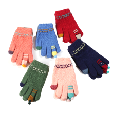 Moufles thermiques pour enfants, idéales pour l'hiver. Gants en maille acrylique et élasthanne à motif torsadé rétro, faciles à enfiler et à