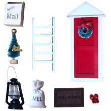 Porte féerique rouge magique, porte miniature pour maisons de poupées, porte en bois avec éléments décoratifs pour apprendre à décorer,