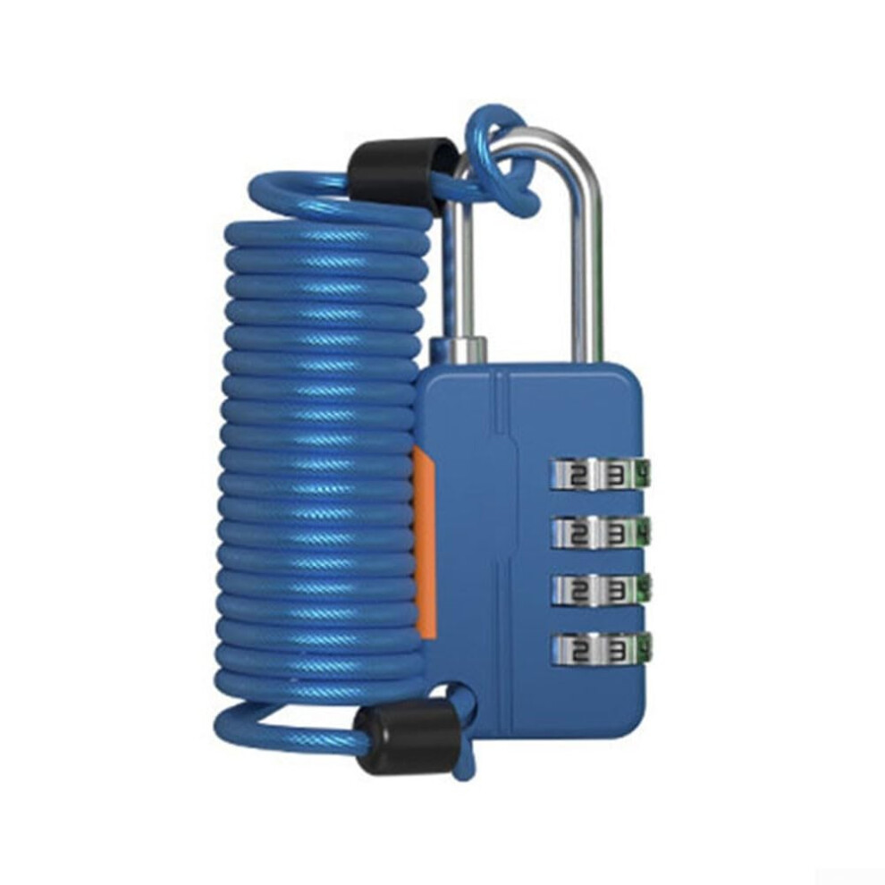Password Combination Lock Luggage And Gym Cabinets With Anti Theft Wire Rope Design Metal Security Padlock Travel Blue 9323874549606