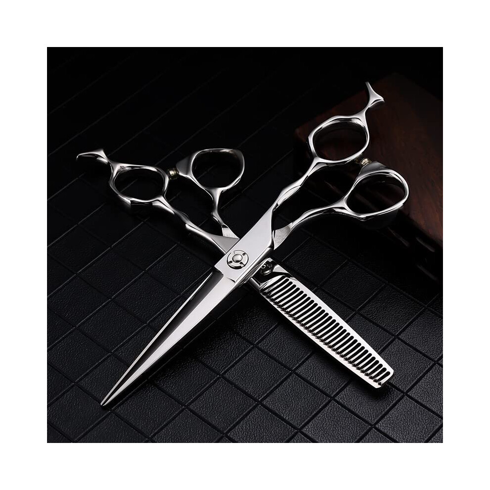 Silver 6Inch Professional Hair Cutting Scissors, Japanese 440C Steel, Hair Cutting Thinning Scissors, Hairdressing Scissors Set, Hair Cutting Tools