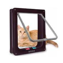 Cat Flap Dog Flap Magnetic Closure Dog Door Cat Door 29 x 25 cm Pet Door (Brown)