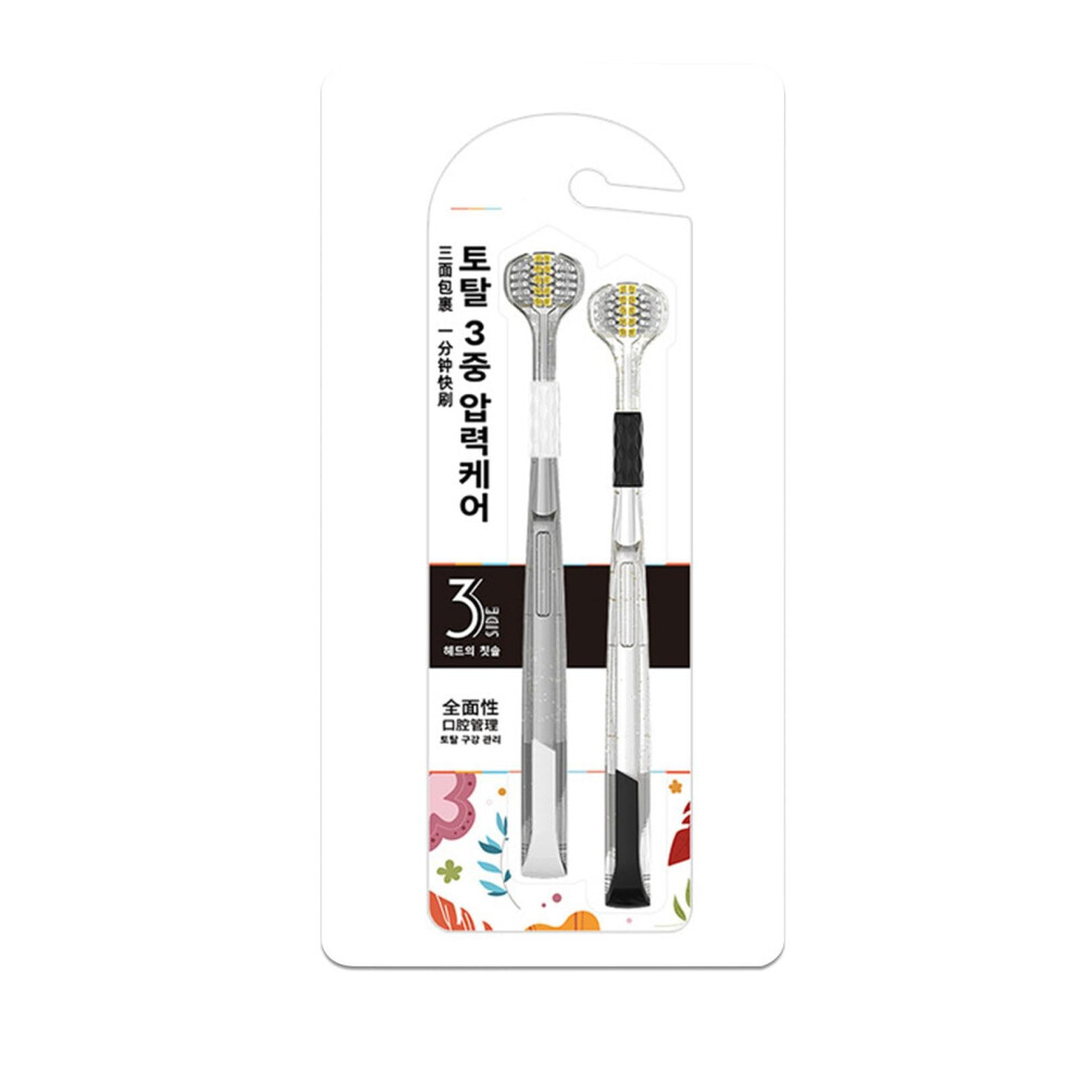 Three Sided Toothbrush  Soft Bristles for Teeth and Gums Care with Tongue Brush