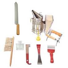 Beehive tool for beekeepers, stainless steel frame lifter and scraper, beehives, frames, handle holder, lifting hooks, 9 pieces Ref: 6032