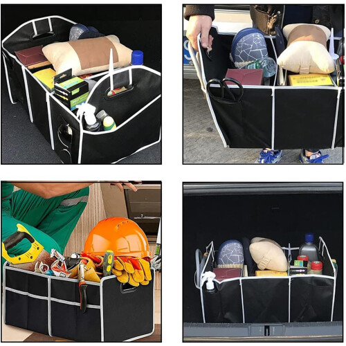 Car Trunk Organizer Foldable Large Capacity Tools Box Black 1