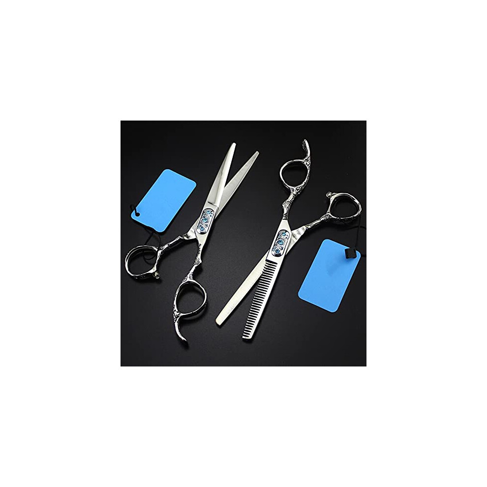 6inch professional 440C plum grip hair cutting scissors for salons for thinning (Color: Set)