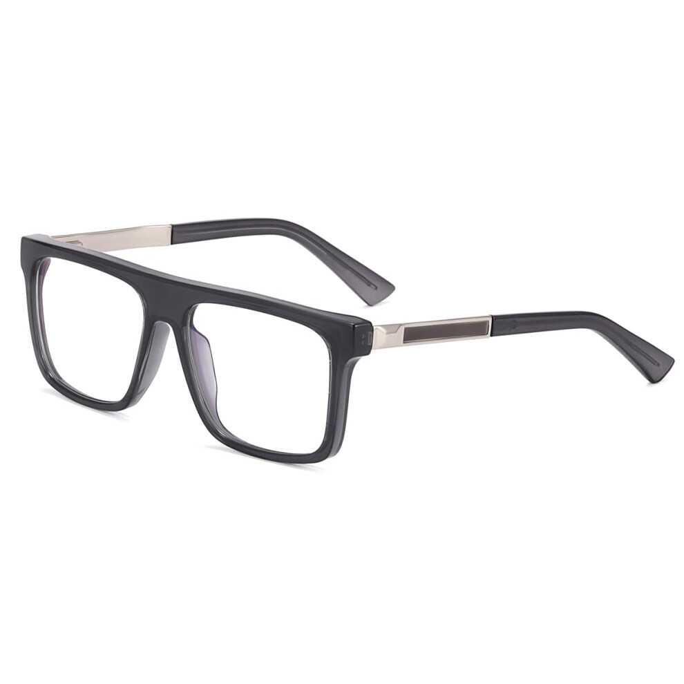 Blue Light Blocking Lenses Men Women Fashion Eyewear Square Glasses Frame TR90 Eyewear Grey With Clear
