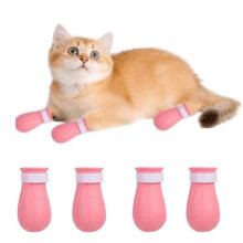 Cat Claw Covers, AntiScratch Adjustable Cat Foot Cover, Pink, 4 Pack