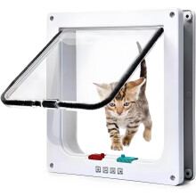 Cat Flap Weatherproof Pet Safety Door with 4 Way Locking, Cat Flap for Indoor and Outdoor Door, Window, Wall