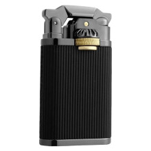 Vintage Grinding Wheel Butane Windproof Jet Flame Lighter, Adjustable Flame, Black, Butane Not Included, Camping Gift