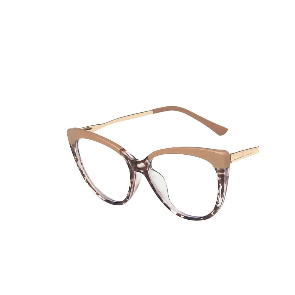 Light/Blue Fashion Reading Glasses Cat Eye Computer Readers Women Oversized Flat Mirror Blocking Glasses 0.00 Nonprescription