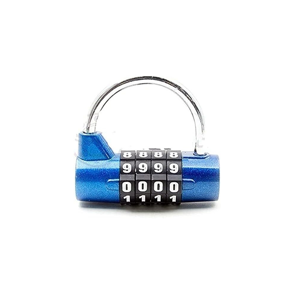 Blue Combination Lock Padlock 4Digit Password Security Lock Wide Hook