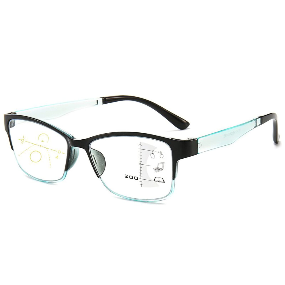 Blue/Light Reading Glasses With Filter, Progressive Multifocal Computer Glasses, Eye Strain, Outdoor Gaming, 1.00