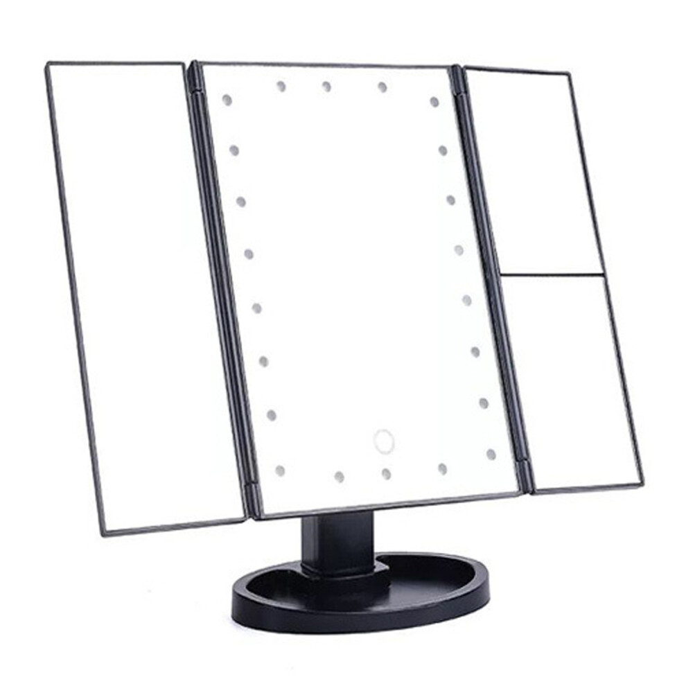 Light Ed Makeup Mirror With Upgraded Led Tape Slim Tri-Fold Design, Touch Control Dimmable Brightness, Magnifying Trifold Vanity Mirror, Ideal G