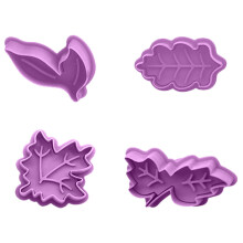 Tagliapasta per fondente per decorare torte, stampini per biscotti a forma di foglia facili da usare con design a stantuffo, accessori per la