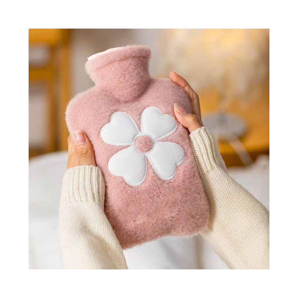 Winter Hot Water Bottle, Cute Girls Student Plush Hot Water Bottle, Explosion Proof Cute Hand Warmer Available for Adults and Kids (Pink, 500ml)