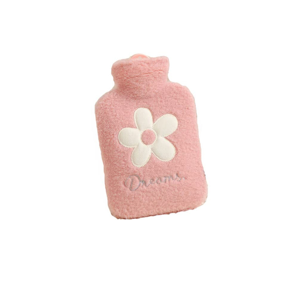 Plush Warm Water Bottle Hot Compress Waist Hand Warmer Portable Pink 1000ml