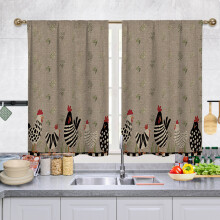 Lichtdoorlatende gordijnen voor keukenraam, vintage toile bloemenpatroon, randloze digitale print, hoogwaardige stof, energiebesparend gordijn met
