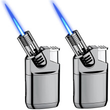 Windproof Butane Lighter 2Pack Visible Jet Flame 45Degree Outlet Butane Not Included Kitchen And Barbecue Black