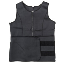 Sauna zweetvest, figuurcorrigerend compressieshirt voor mannen, waist trainer shirt met verstelbare riem en ritssluiting, zweetopwekkende