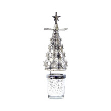 Candelabro giratorio para centro de mesa navideño, portavelas giratorio de metal para decoración navideña, candelabro festivo con forma de árbol