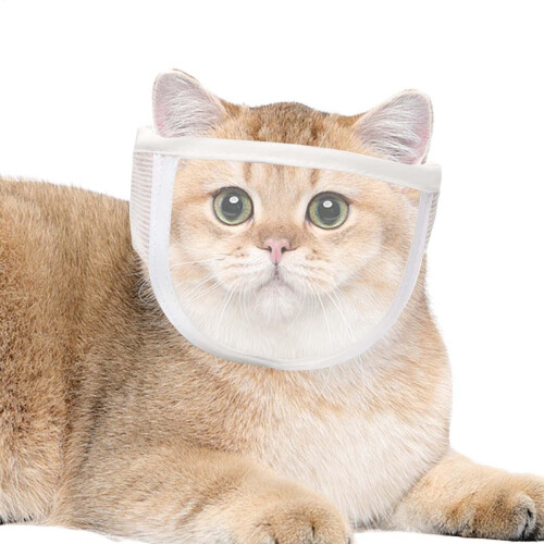 '猫咪剪指甲用透气透明面罩,猫护理配件,猫咪洗澡用品,防抓挠幼猫口鼻保护罩'