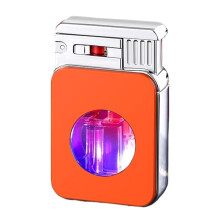 Dual Flame Lighter Portable Metal Lighter With Switchable Jet And Soft Flame Refillable Adjustable Flame LED Gas Chamber